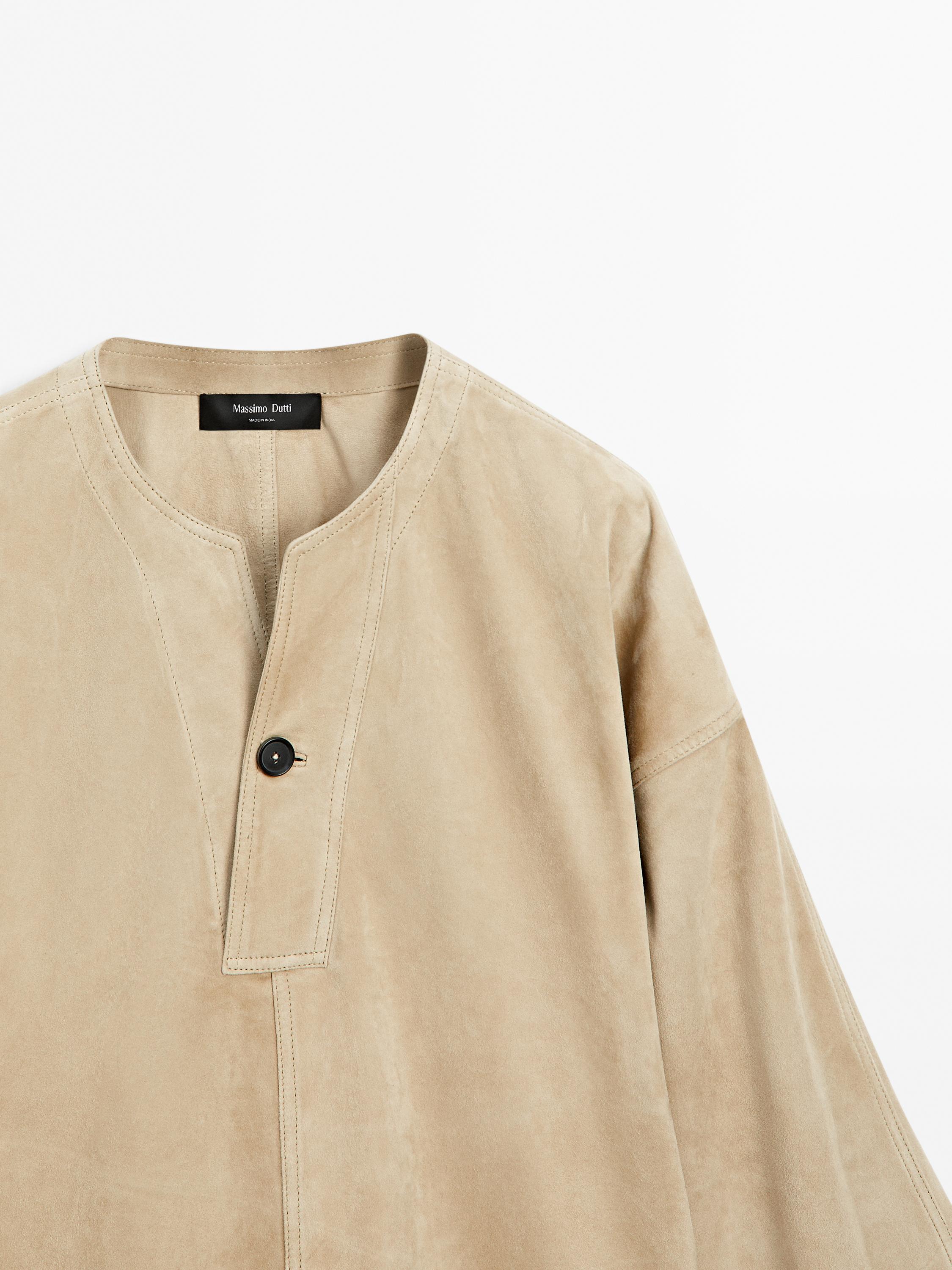 Wide suede leather blouse